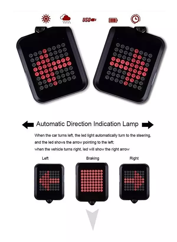 bicicletas y accesorios - Luz Led Señalizacion Automatica de Bicicleta Bike MTB ARO 29 27 3