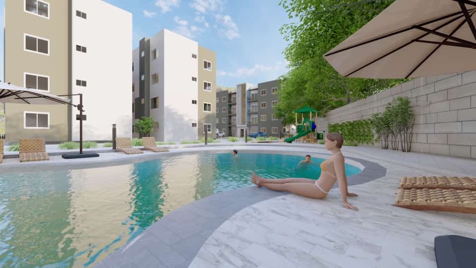 Proyecto Residencial Amelia Lux en planos, Mao, Valverde, R.D. Con piscina.