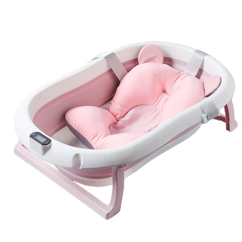 cuidado y nutricion - Bañera plegable, con termometro, y cojin ajustable. Tina Baño para bebe 1