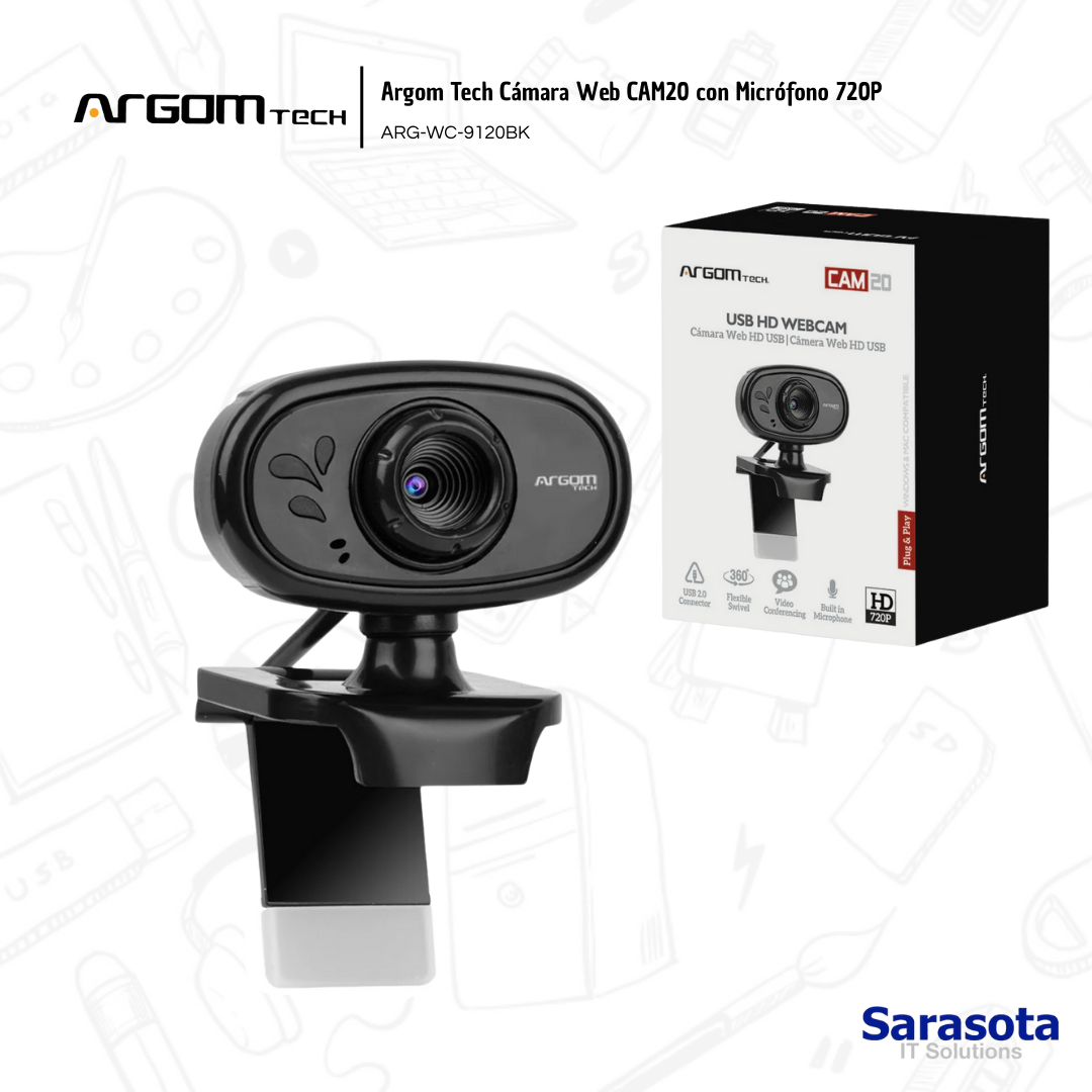 camaras y audio - Argom Tech Cámara Web CAM20 con Micrófono 720P