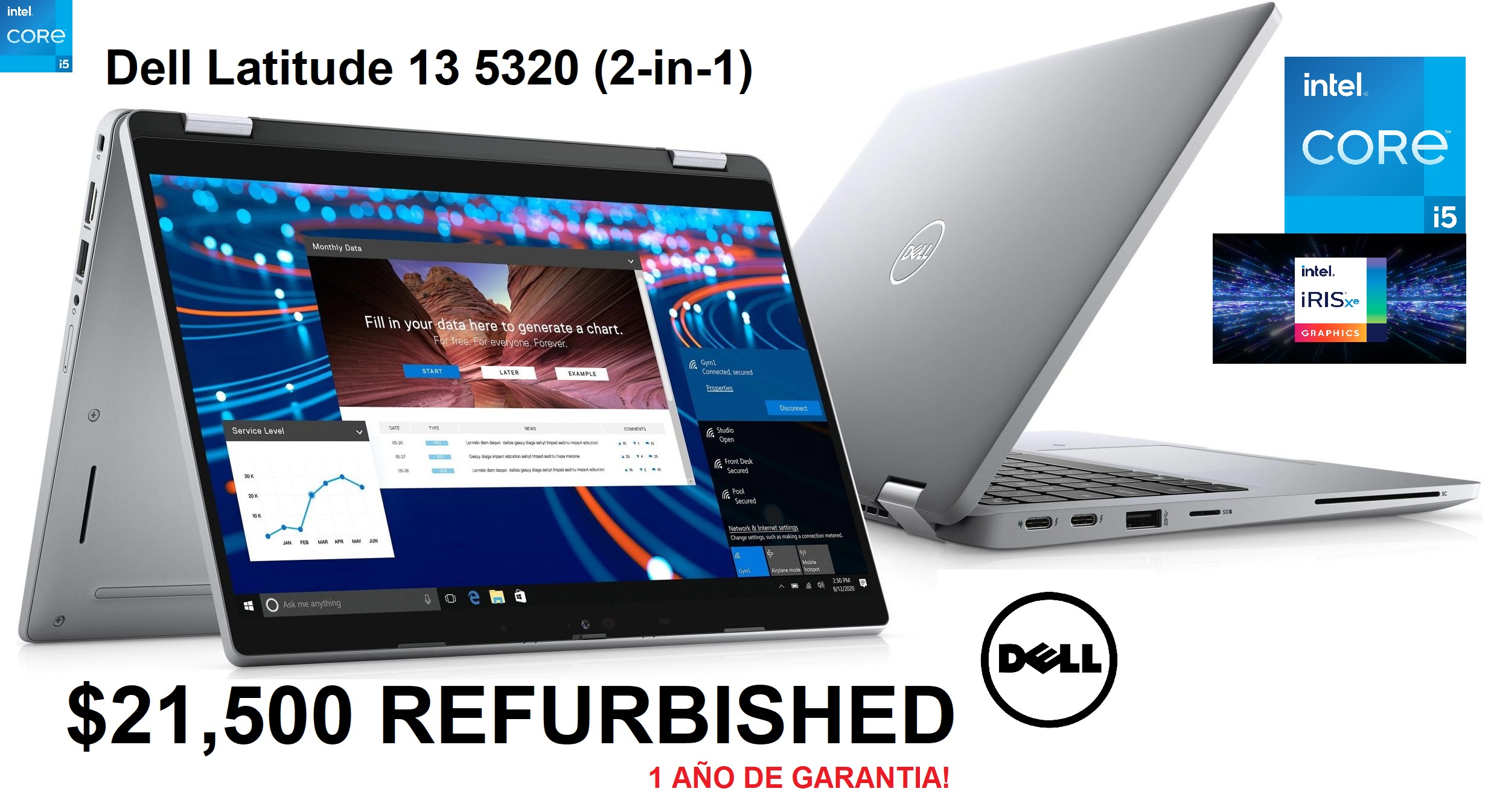computadoras y laptops - DELL LATITUDE 5320 13 TOUCH i5 11TH 256GB SSD 8GB  1