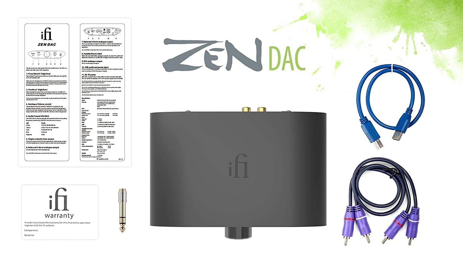 accesorios para electronica - IFI ZEN DAC V1 Amp de escritorio con entrada/salida USB 3.0 6.3mm / 4.4mm / RCA 5