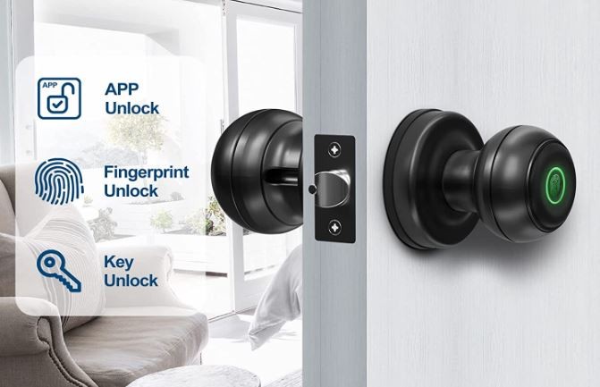 otros electronicos - Cerradura Inteligente De Perilla Con Huella Digital App JH-K01 3