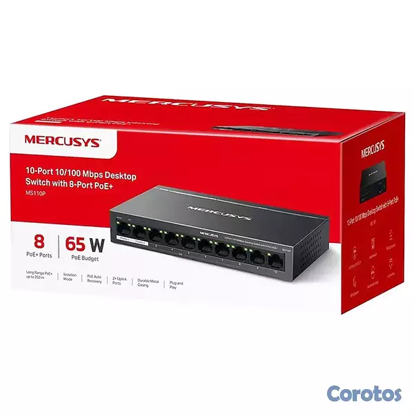 computadoras y laptops - SWITCH 10 PUERTOS TP-LINK MERCUSYS MS110P, NO ADMI 3
