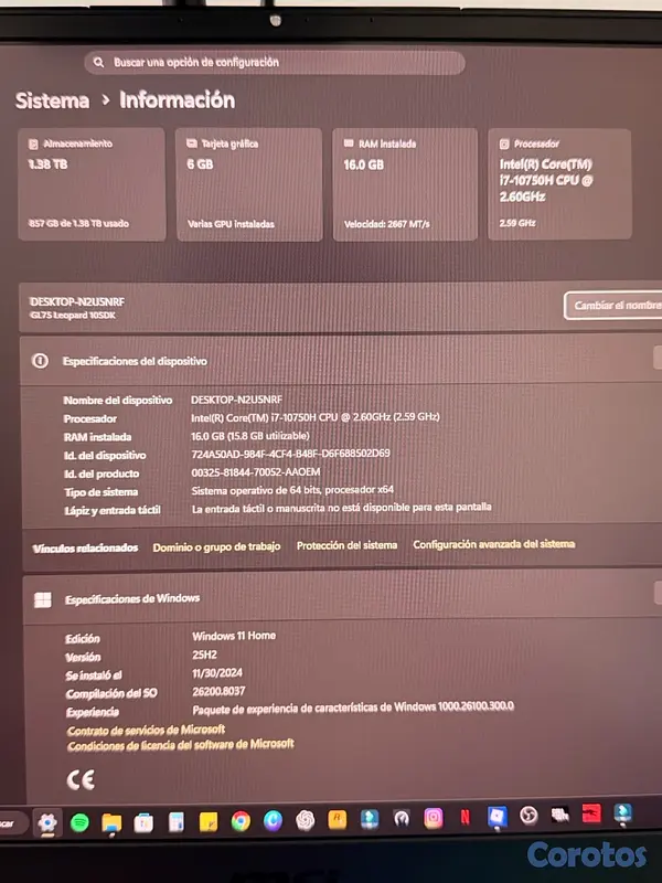 computadoras y laptops - Laptop para juegos MSI GL75
Leopard 1TB 16 RAM 3