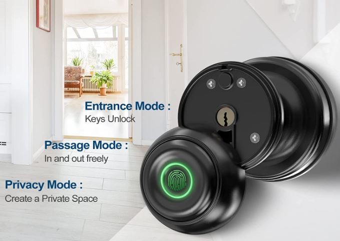 otros electronicos - Cerradura Inteligente De Perilla Con Huella Digital App JH-K01 4