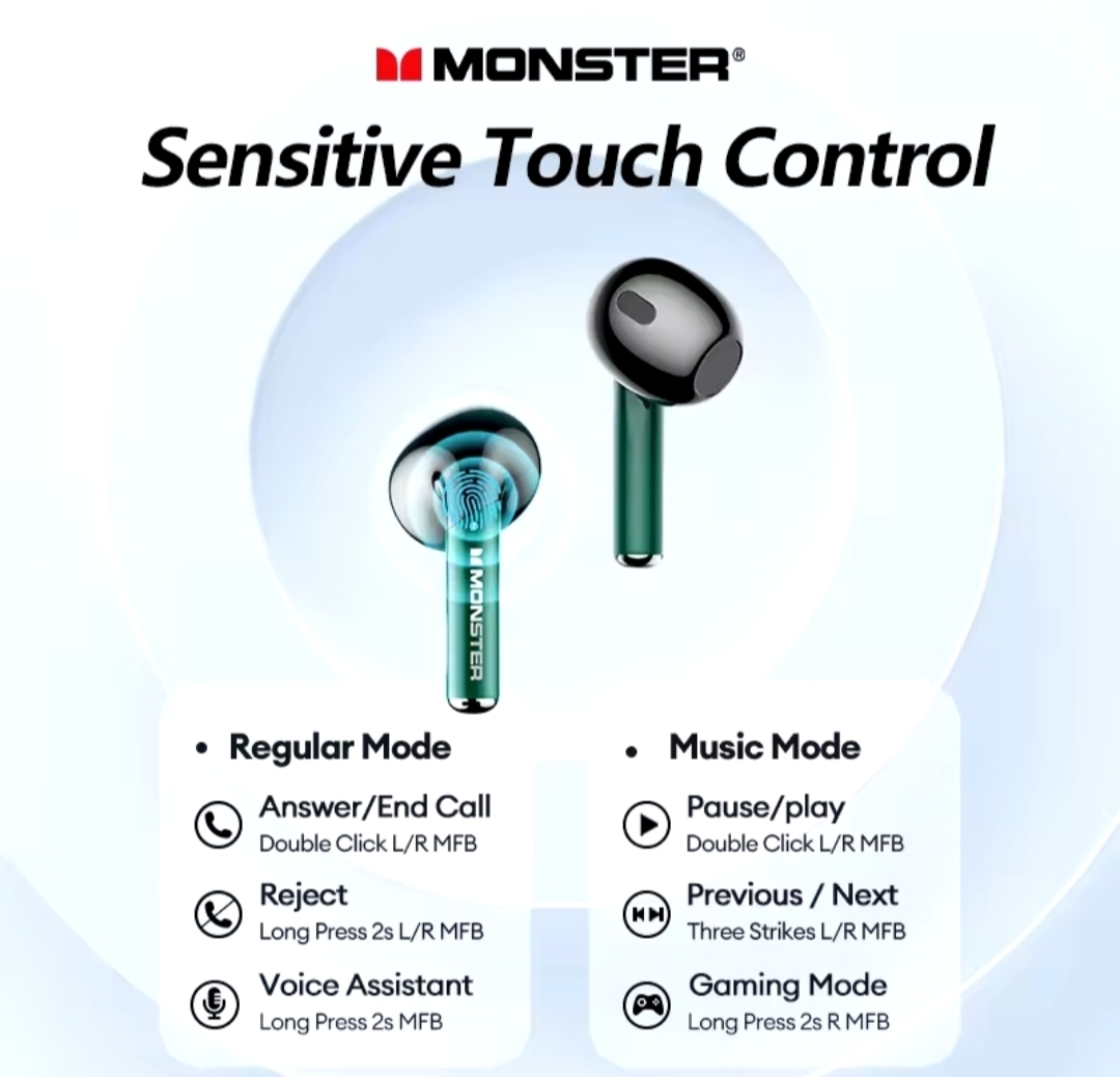 accesorios para electronica - Auricular Gamer Monster XKT16 bluetooth 5.3 EN OFERTA  3