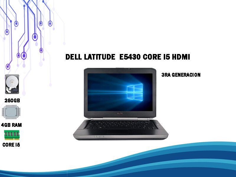 computadoras y laptops - Laptop Dell Latitude E5430 Core i5 HDMI 250GB 4GB RAM  14 Pulgada 3era Generacio