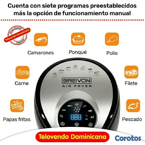 electrodomesticos - FREIDORA DE AIRE CON PANEL DIGITAL MULTIFUNCIONES PARA COCINAR SALUDABLE 6