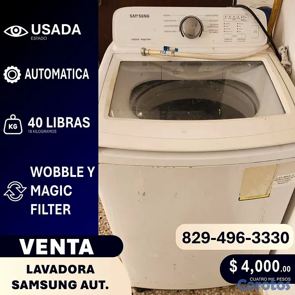 electrodomesticos - Lavadora Automatica Samsung 40 Libras (18 kg) - Id 11