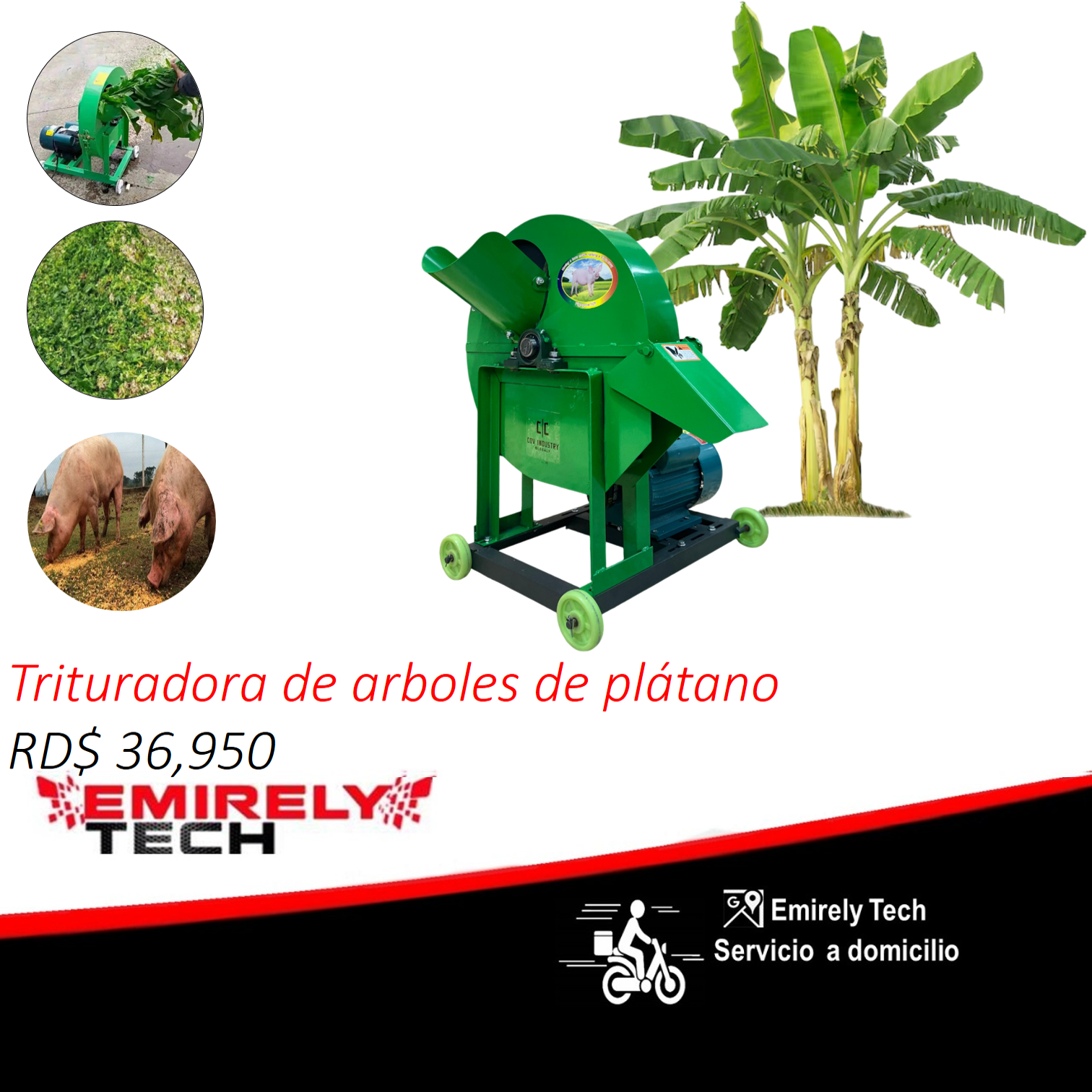 equipos profesionales - Trituradora de arboles de platano paja heno verde 0