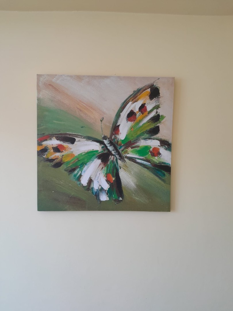 arte y antigüedades - Lienzo hecho a Mano de Mariposa multicolor 1