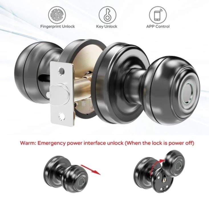 otros electronicos - Cerradura Inteligente De Perilla Con Huella Digital App JH-K01 7