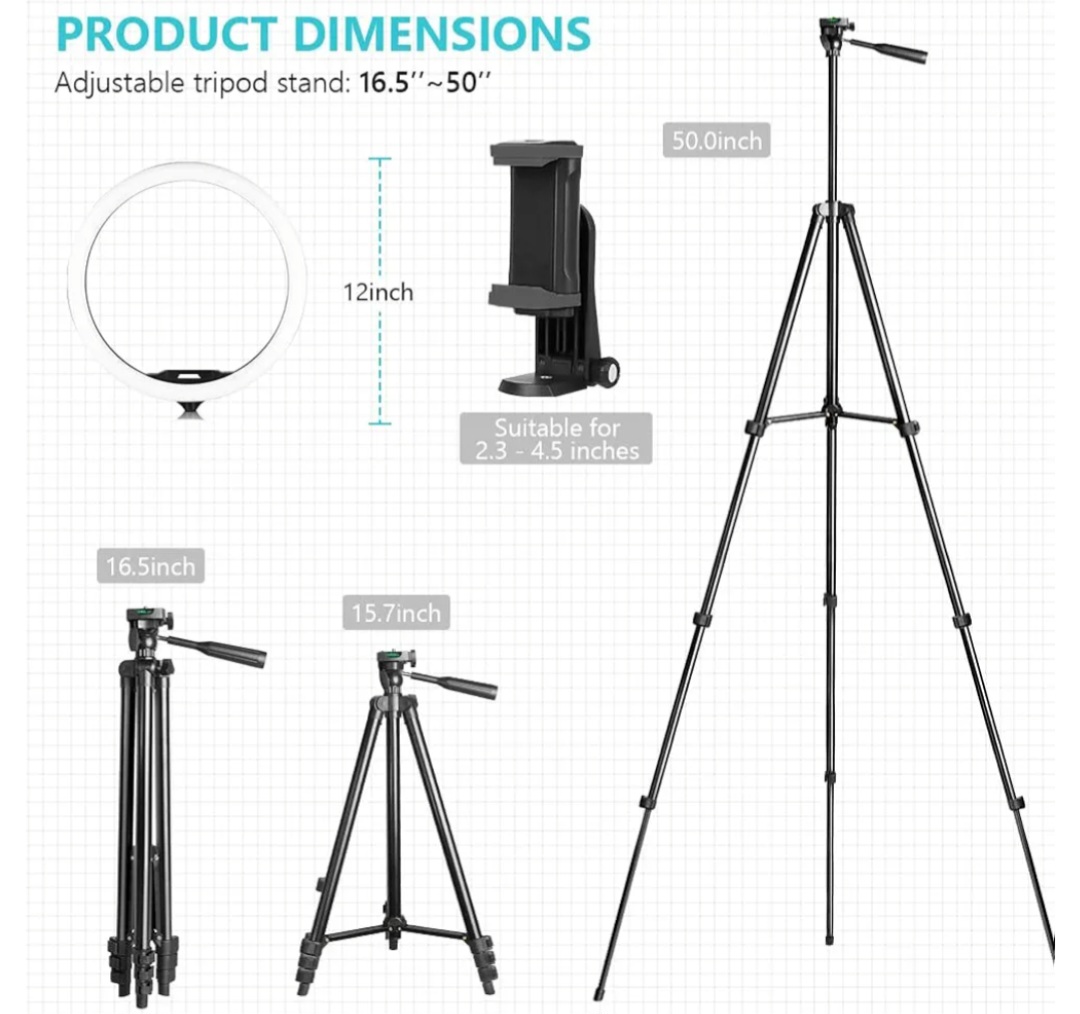 otros electronicos - 10" Ring Light with 50" extendable tripod stand and phone holder 2