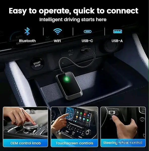 accesorios para electronica - Adaptador inalámbrico CarPlay para iPhone - Con cable a inalámbrico 2