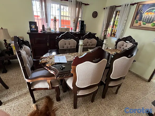 muebles y colchones - juego de comedor 6 sillas en caoba 2