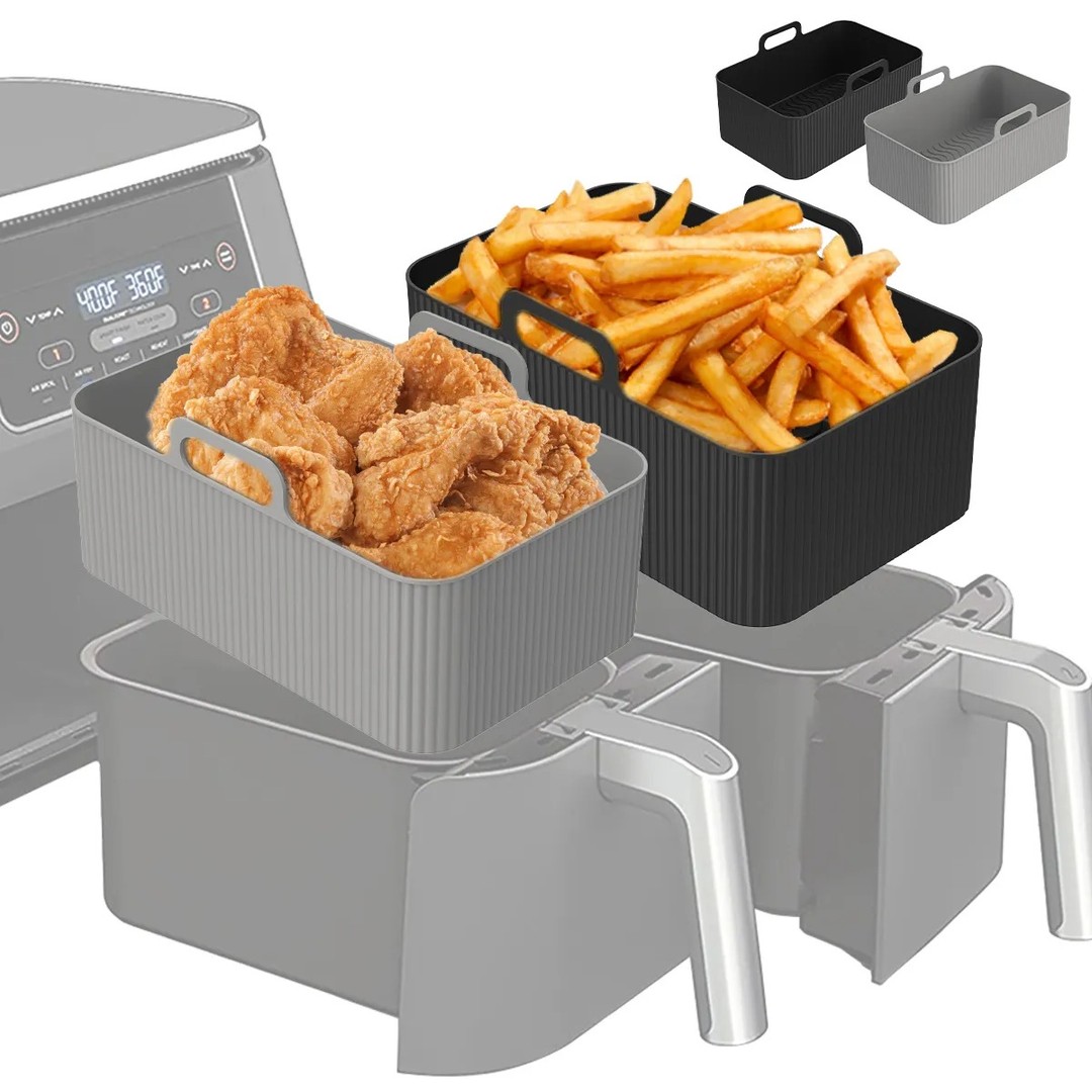 cocina - Cesta Molde de silicon cuadrado resistente al calor para freidora 4