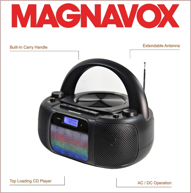 camaras y audio - Magnavox MD6972 Caja de CD portatil de carga superior con radio estereo