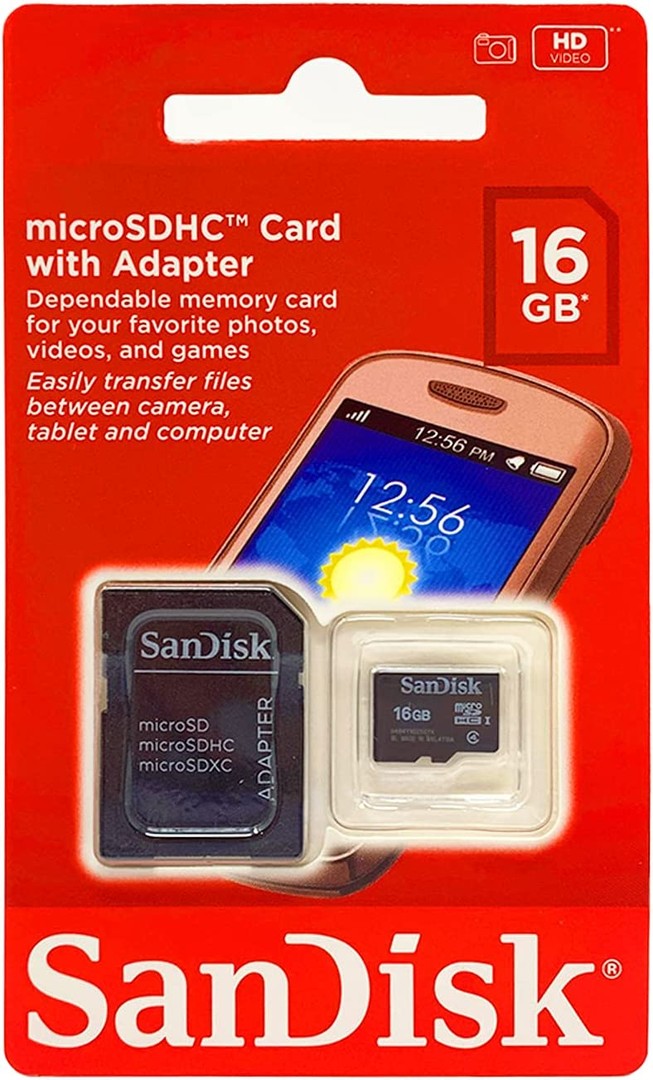 celulares y tabletas - Memoria Micro SD de 16 GB con adaptador