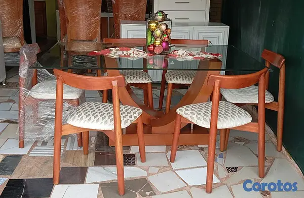 muebles y colchones - Juego de comedor caoba 6 sillas moderno 6