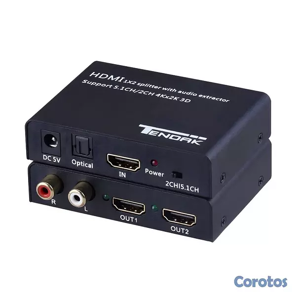 accesorios para electronica - HDMI Splitter 1 Entrada 2 Salidas HDMI 4K - Óptico 1