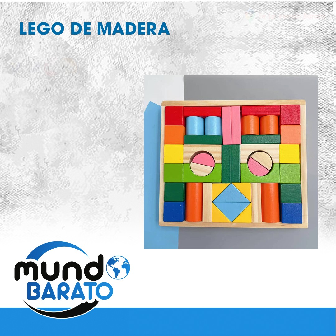juguetes - 42 PIEZAS DE ROMPECABEZAS DE MADERA BLOQUES DE CONSTRUCCION LEGOS JUEGO