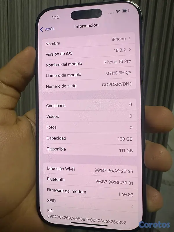 celulares y tabletas - iPhone 16 Pro 128GB – Gris Titanio | Factory 4
