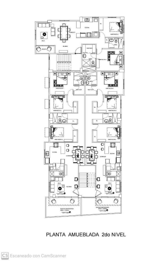 apartamentos - Apartamento de tres habitaciones en segundo nivel con terraza privada. 1