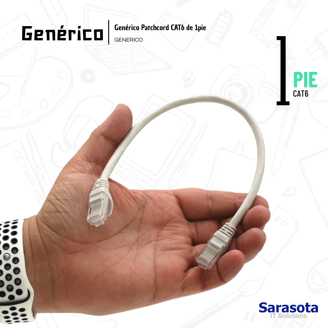 accesorios para electronica - Patch Cord RJ45 CAT6 de 1 pie 0