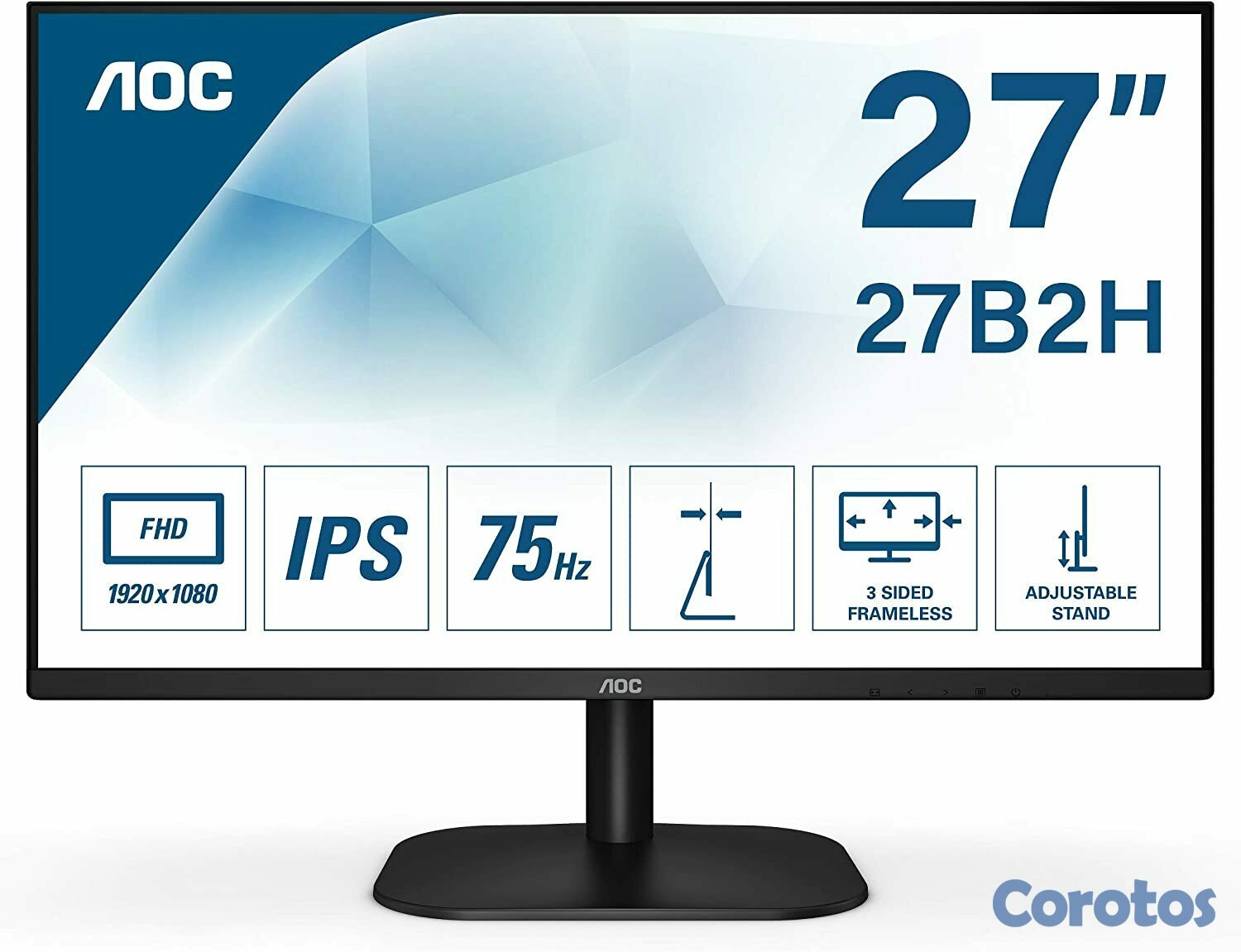 computadoras y laptops - MONITOR AOC 27 PULGDAS  IPS 1920X1080 75HZ, 16:9, VGA, HDMI 1.4, HEADPHONES 3.5