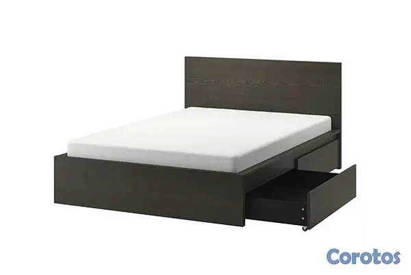 muebles - cama Queen madera prensada con colchón.  6