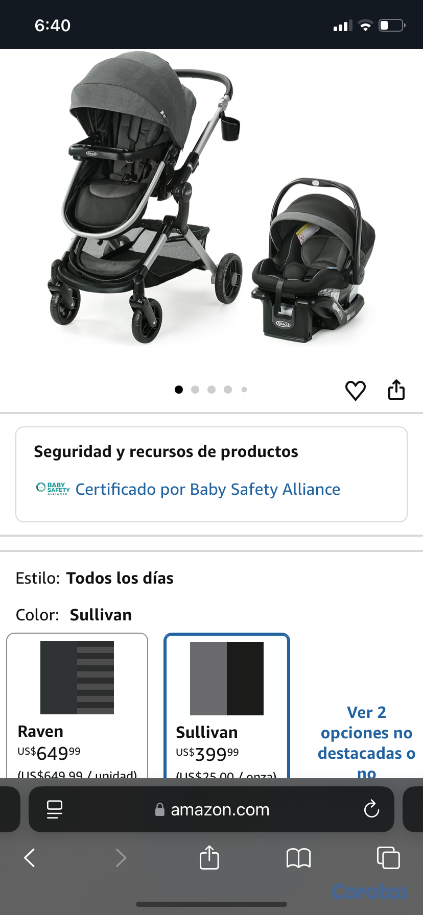 coches y sillas - Coche de Bebé Graco + Silla para Carro con Base – Prácticamente Nuevos
 3