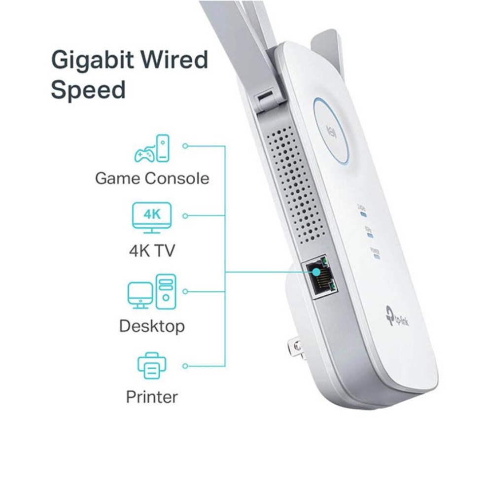 otros electronicos - REPETIDOR TP-LINK RE450, 2.4GHZ/450MBPS, 5GHZ/1300MBPS, 1 PUERTO GIGABIT LAN, 80 2