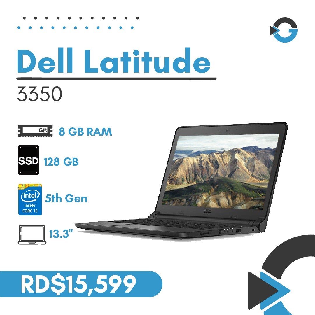 computadoras y laptops - Laptop Dell Latitude 3350 Core i3 128GB SSD 8GB RAM (Incluye Mouse y Mochila)