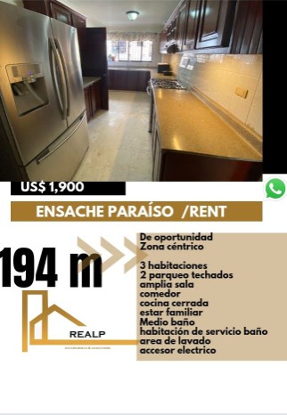 apartamentos - Apartamento  en ensanche paraíso amoblado