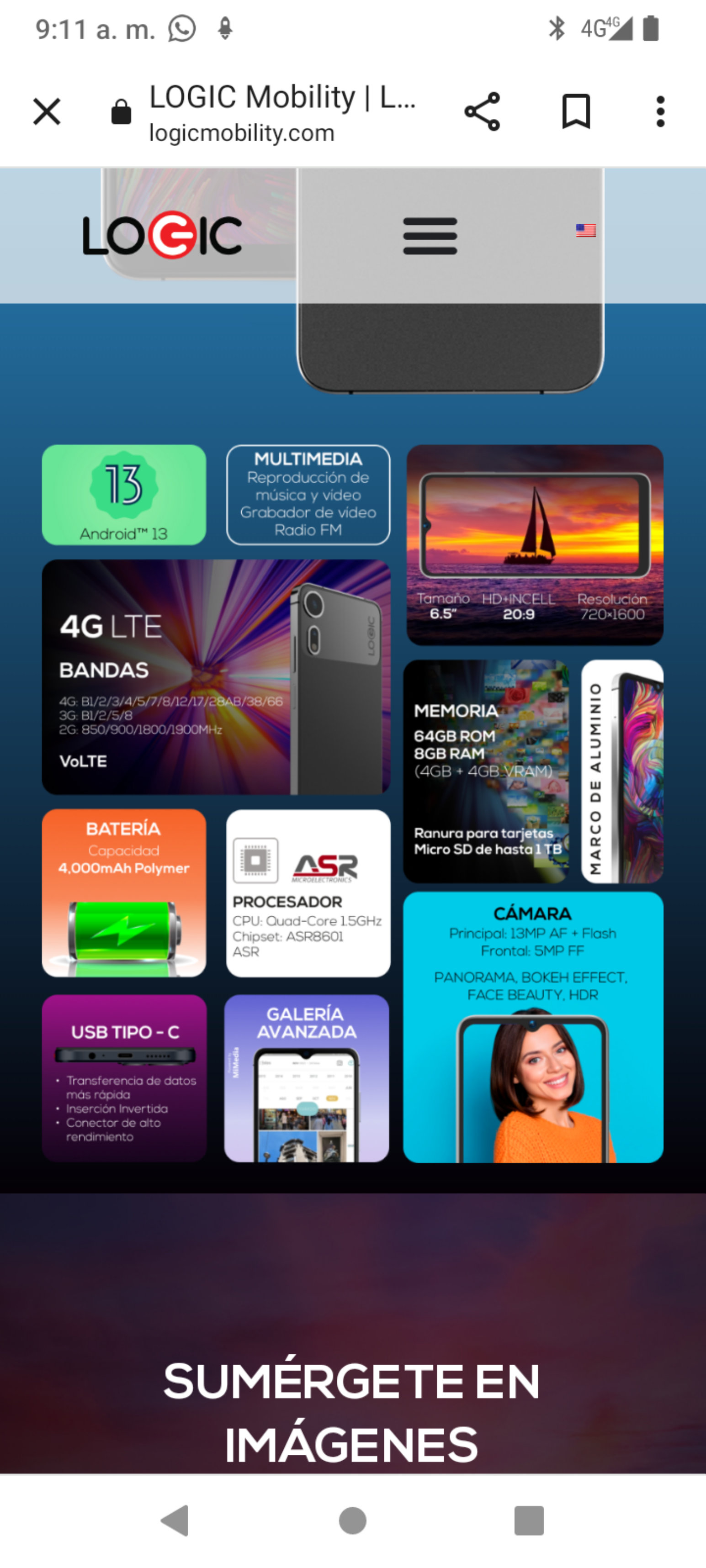 celulares y tabletas - Celular Lógic L65A 8/64 6