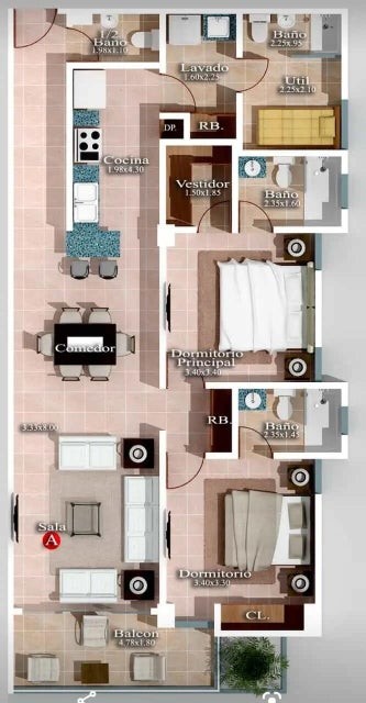 apartamentos - Apartamento en venta #24-128 ascensor, 2 dormitorios, piscina, gimnasio, lobby. 3
