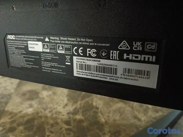 consolas y videojuegos - MONITOR GAMER AOC 24" FULL HD 165Hz –  NUEVO 4