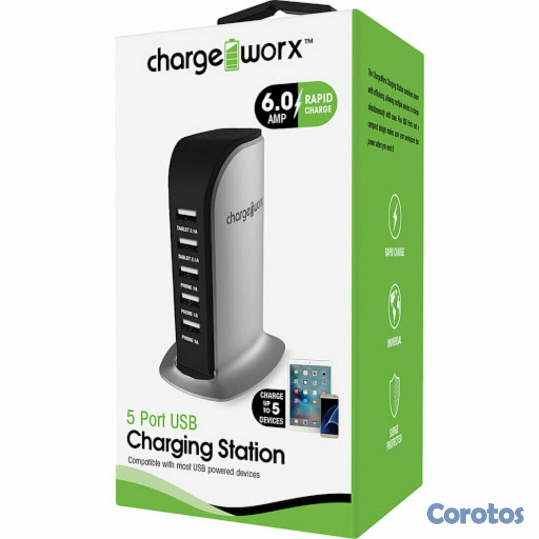 computadoras y laptops - CARGADOR USB DE 5 PUERTOS (6.0AMP), CHARGING STATION, CHARGEWORX COMPATIBLE CON 