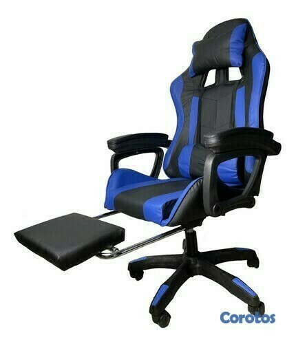 muebles y colchones - Silla gaming respaldo alto reclinable para juegos con reposapies. 2