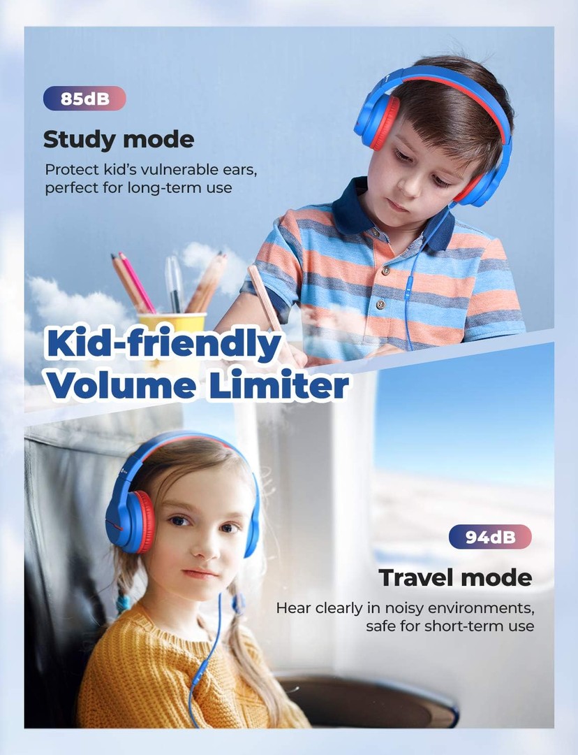 camaras y audio - iClever Auriculares para niños, volumen seguro 85/94 dB, sonido estéreo con mic 4