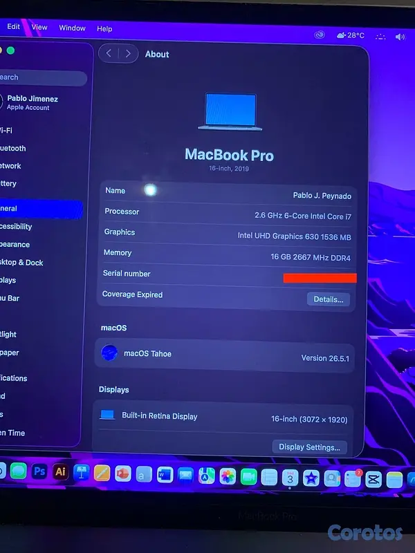 computadoras y laptops - MACBOOK PRO 16" COMO NUEVA 5