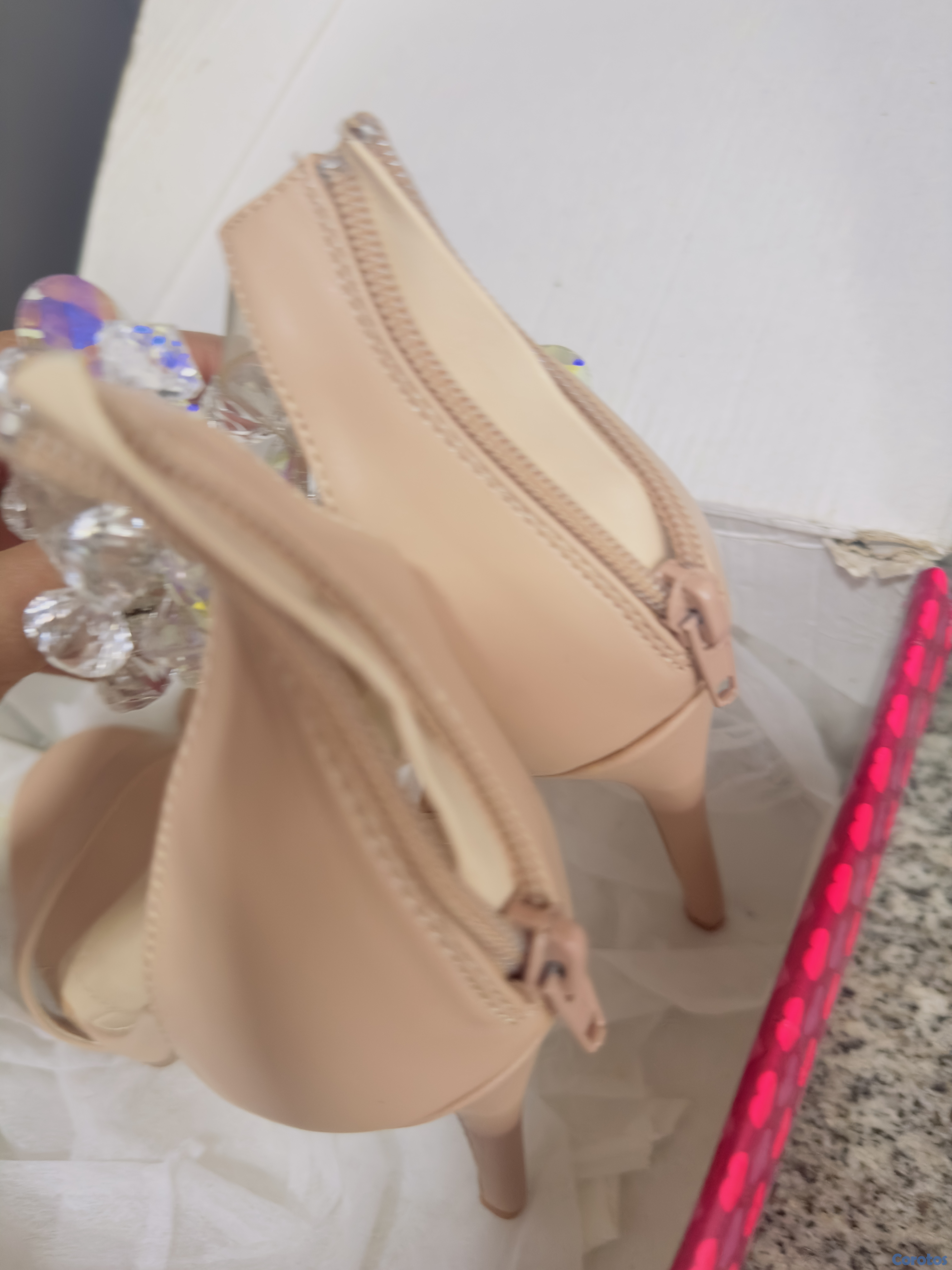 zapatos para mujer - Zapatillas con perlas color beige 2