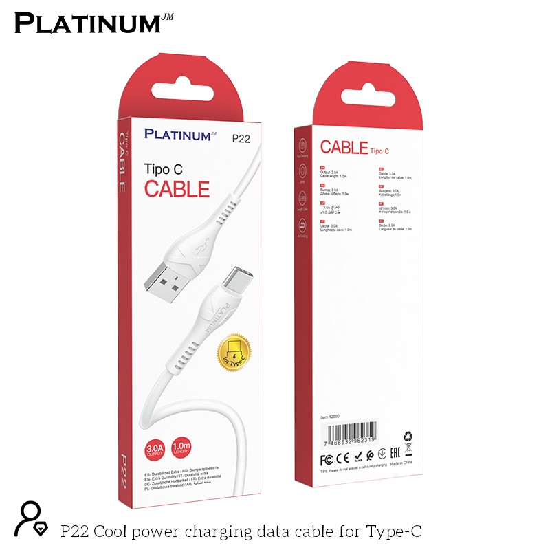 celulares y tabletas - Cable Tipo C Platinum P22
