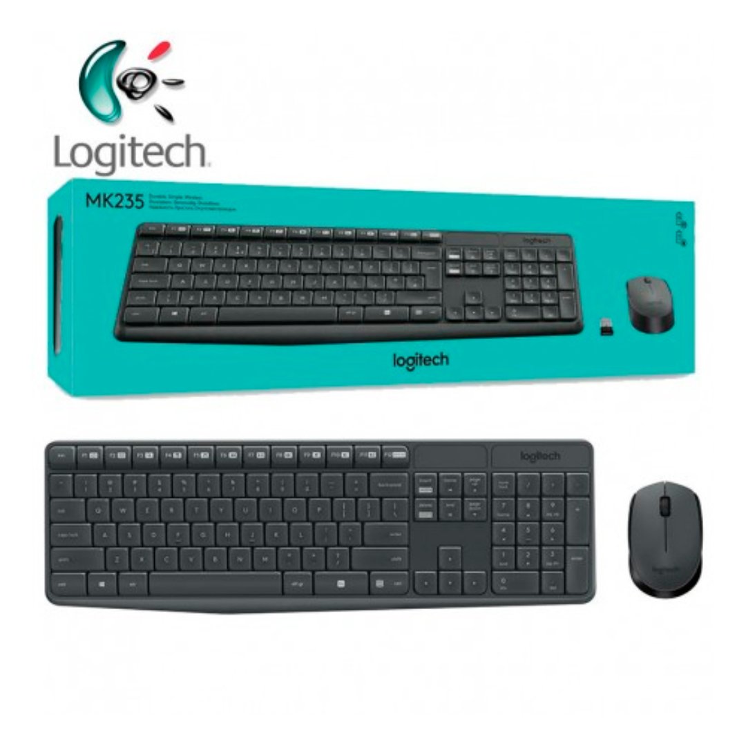 computadoras y laptops - TECLADO MOUSE LOGITECH MK235 USB WIRELESS RECEIVER 2.4GHZ WIRELESS, ESPAÑOL, 10M