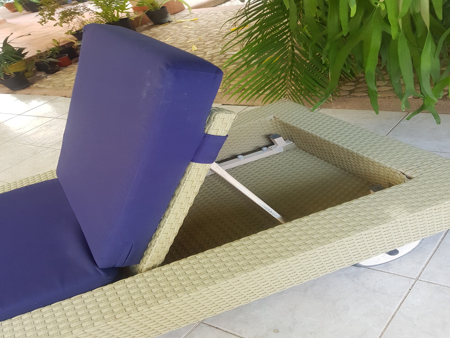 muebles y colchones - Chaise Longue para piscina, jacuzzi, patio, con colchón y reclinable.