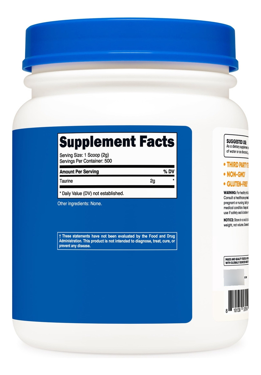 Salud y Equipamiento Médico - Taurina En Polvo Nutricost (1kg) - 500 Raciones 5