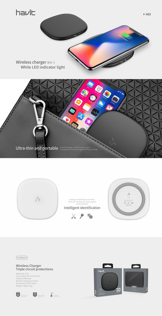 computadoras y laptops - Cargador Inalambrico Para Celulares Havit (Mod.
H33