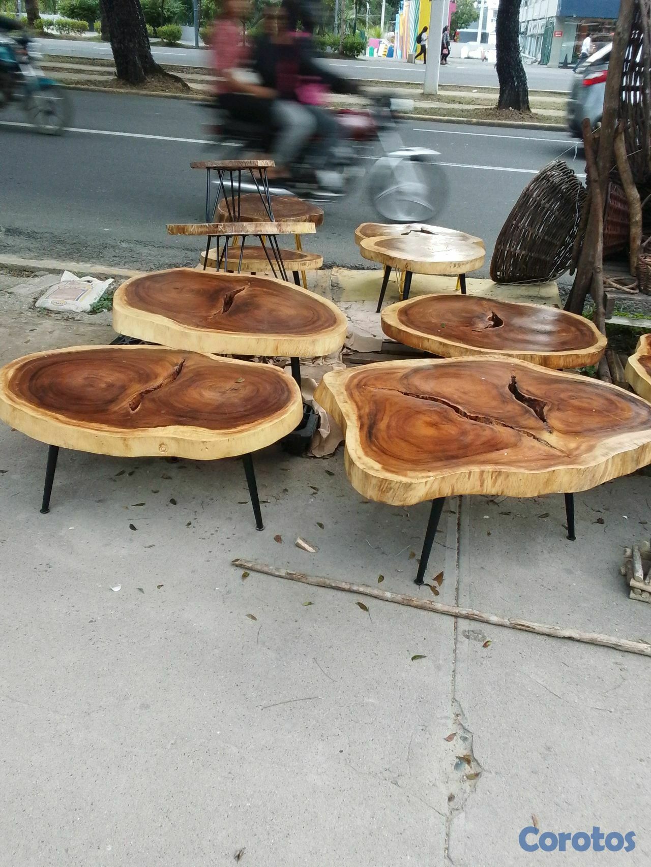 decoración y accesorios - mesas rústica de centro de muebles en saman y hierro,  1