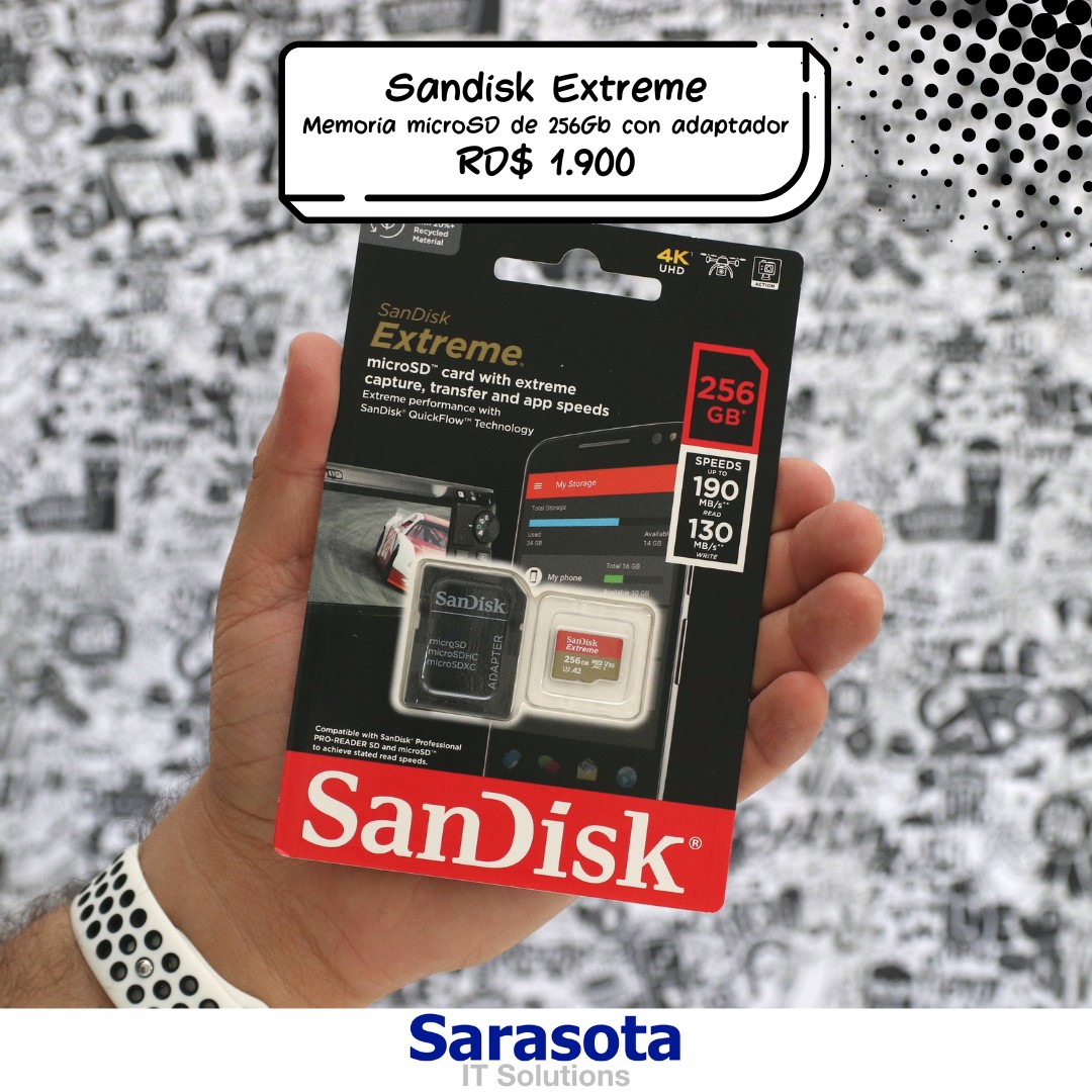 accesorios para electronica - MicroSD 256Gb SanDisk Extreme (190 MB/s) con adaptador